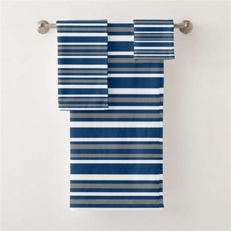 White and blue striped bath towel sold on alibaba.com can be. Gray Blue and White Stripes Bath Towel Set | Zazzle.com ...