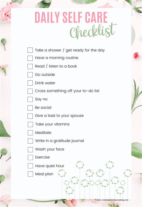 Self Care Checklist For Students