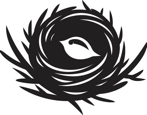 Elegant Retreat Black Bird Nest Logo Nest Of Intricacy Black Vector
