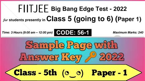 Fiitjee Sample Paper Class Big Bang Edge Test Youtube