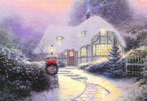 Christmas Cottage Thomas Kinkade Paintings Thomas Kinkade