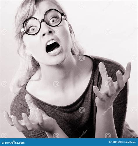 Furious Woman Yelling Stock Image Image Of Irritation 104296083