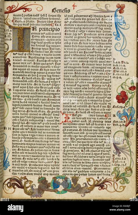 Illuminated Page Of A Latin Bible Biblia Integra Biblia Integra