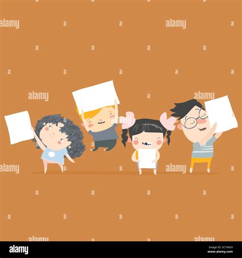 Children Holding Posters Stock Vector Images Alamy