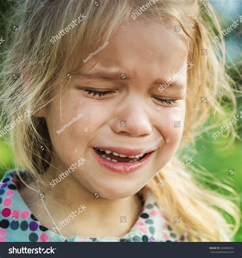 Beautiful Sad Little Girl Crying On Stock Photo 334482032 Shutterstock