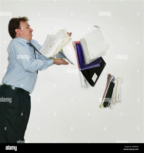 Man Dropping Files Stock Photo Alamy