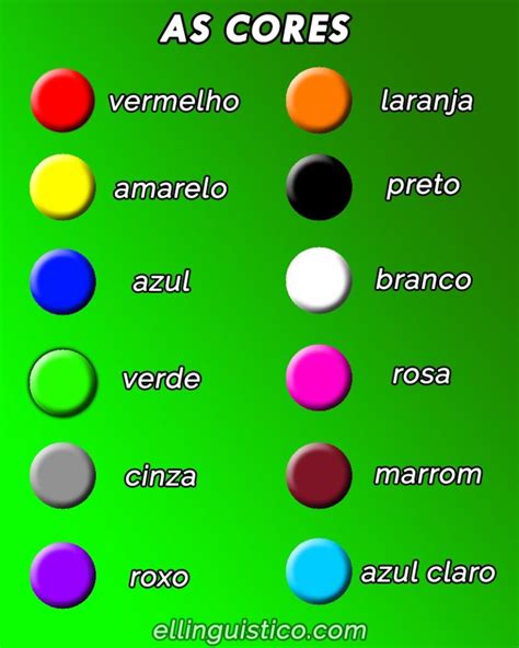 Los Colores En Portugués As Cores El Lingüístico