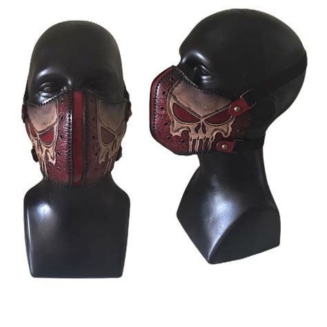 Punisher Skull Mask Leather Half Face Mask Motorcycle Mask Etsy