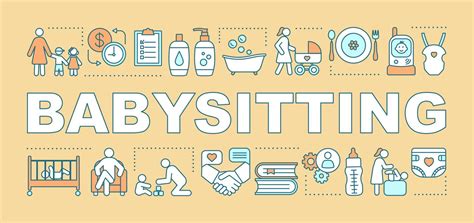Babysitting word concepts banner. Babysitter service, nanny skills