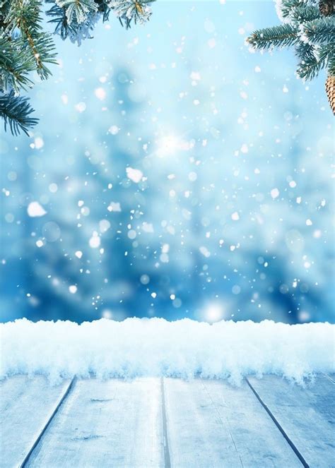 Winter Photography Backdrops 5x7ft Wood Floor Background Snowflakes