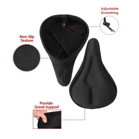 Autowt Gel Bike Seat Cover Comfortable Silica Foam Padded Bicycle Saddle Cushion Spin Exercise