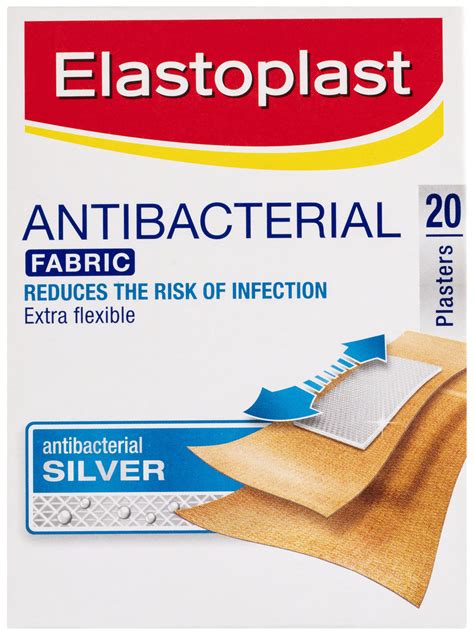 Elastoplast Antibacterial Fabric Silver Plasters 20 Pack Chester And