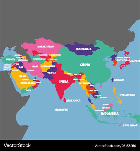 Asia Map With Country Names And Capitals Map