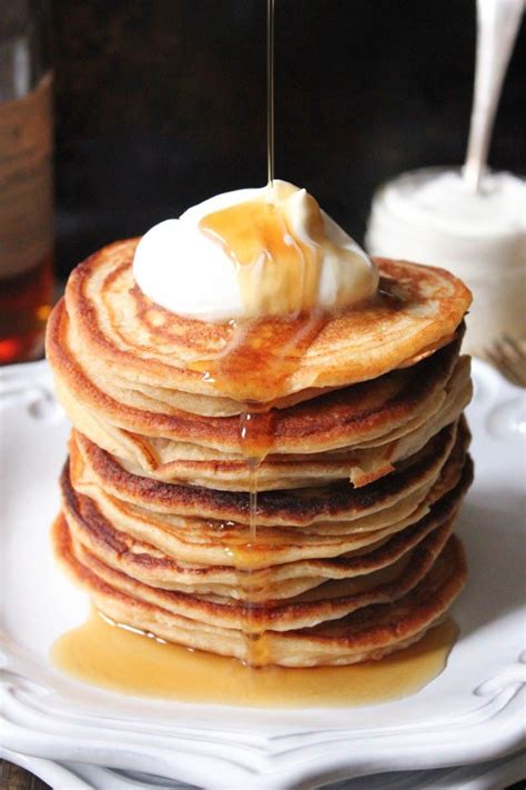 Ricotta Pancakes With Maple Bourbon Whipped Cream Domesticate Me