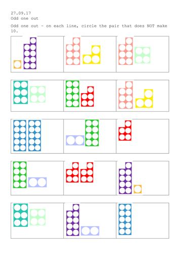 Numicon Odd One Out Number Bonds To 10 Reasoning Teaching Resources