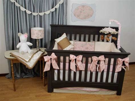 Comforter bedding sets coverlet bedding sets duvet cover bedding sets first year blankets fitted sheets quilt bedding sets receiving blankets security blankets swaddle blankets. Pink and Tan Toile crib bedding with pink silk bows | Pink ...