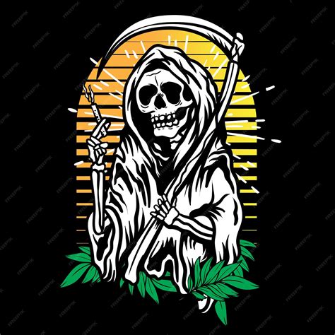 Premium Vector Vector Art Grim Reaper With Smoke And Leaf
