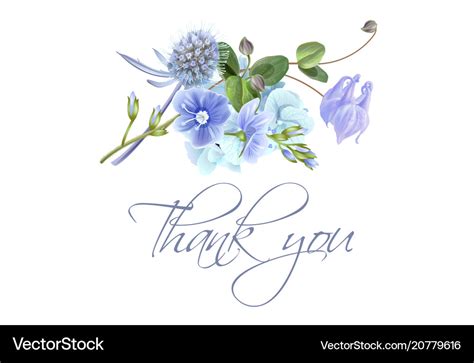 Blue Flower Thank You Card Royalty Free Vector Image