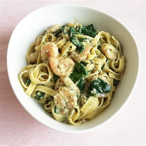 Tagliatelle Met Garnalen En Spinazie In Roomsaus