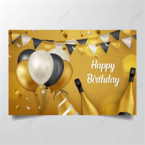 Modern Gold Background For Happy Birthday Greeting Card Vector Template