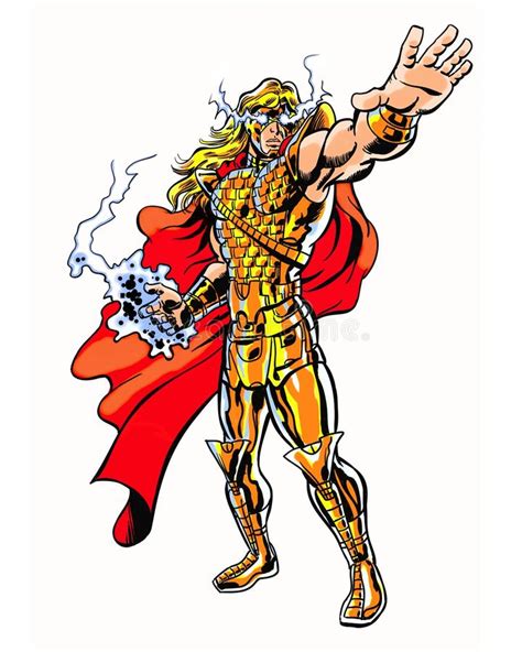 Comic Book Illustrated Cosmic Warrior God Character In Energy Pose