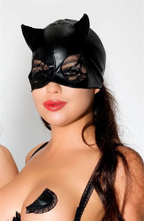 Me Seduce Black Cat Ears Mask With Lace Nico Lingerie