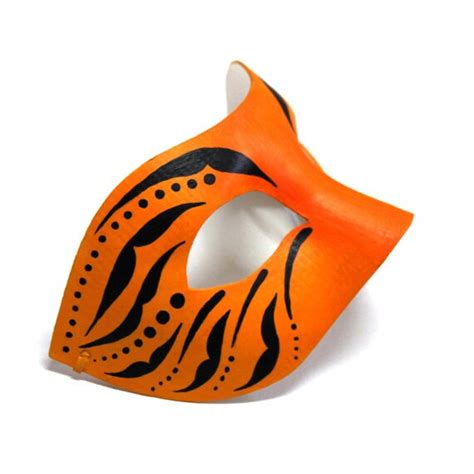 Black And Orange Tiger Mask Great As Masquerade Ball By Liatib