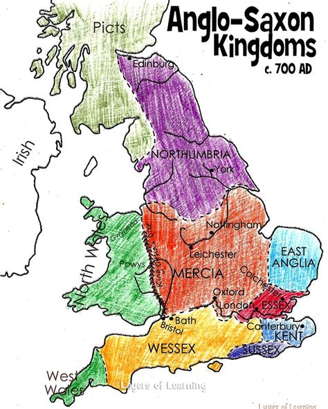 Map Of Anglo Saxon Kingdoms Layers Of Learning Anglo Saxon Kingdoms