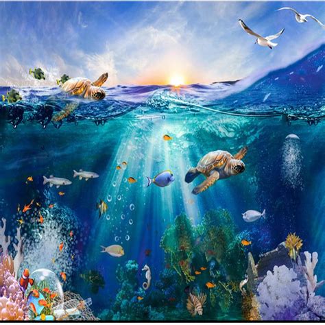 10x10ft Underwater Photo Backdrop Ocean Fish Photo Booth