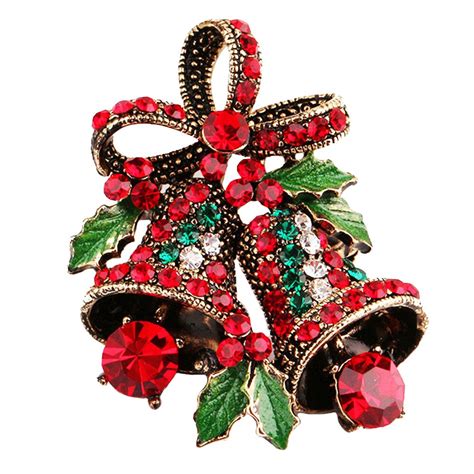 2pcs delicate bell brooches creative christmas rhinestones jewelry accessories breastpin brooch