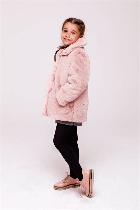 Girls Faux Fur Coat Pink Toddler Fur Jacket Childrens Faux Fur Coats