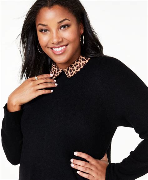 Charter Club Plus Size Cashmere Layered Look Sweater Created For Macys Macys