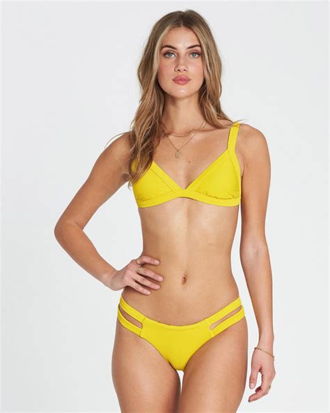 Swim Billabong Womens Tanlines Fixed Tri Bikini Top Lemon Zest