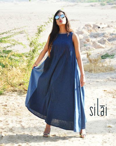 Indigo Maxi Dress With Pin Tucks By Silai The Secret Label