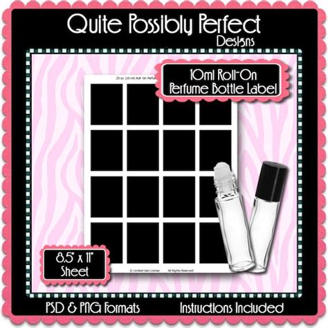 10ml roll on perfume bottle label template instant download