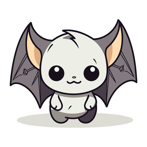 Cute Cartoon Bat Vector Illustration Isolated On The White Background