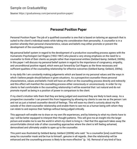 ⇉personal Position Paper Essay Example Graduateway