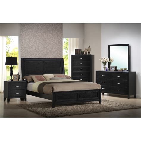 Get a good night's rest with my fusion! Eaton Black Wood 5-Piece Queen Modern Bedroom Set | See White