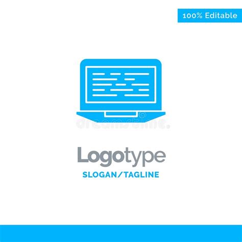 Laptop Coding Code Screen Computer Blue Solid Logo Template Place