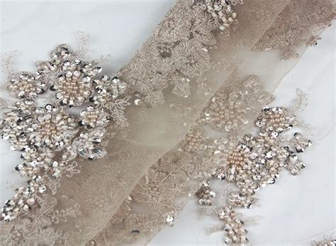 2018 Nude Color Bead Pearl Lace Fabric High Quality Bridal Lace Fabric