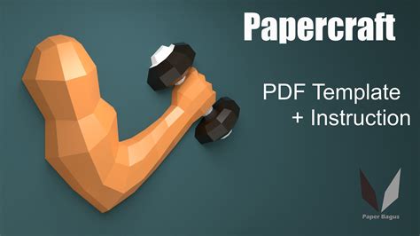 Arm With Barbell 3d Papercraft Diy Paper Sculpture Paper Etsy