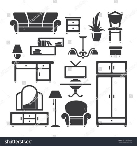Set Home Furniture Symbols Vector Stock Vector 150949538 Shutterstock