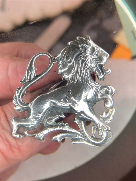 Vintage Sterling Roaring Lion Brooch Etsy