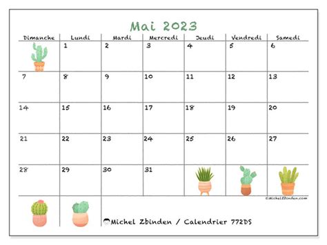 Calendrier Mai 2023 à Imprimer “62ds” Michel Zbinden Ca
