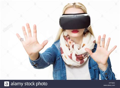 Attractive Woman Wearing Virtual Reality Glasses Vr Headset Virtual