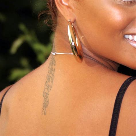 Eva Marcille Writing Spine Upper Back Tattoo Steal Her Style