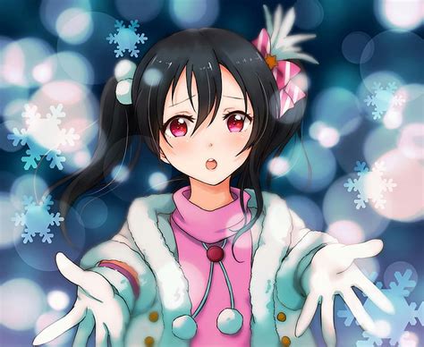 Hd Wallpaper Red Eyes Looking At Viewer Open Mouth Dark Hair Love Live