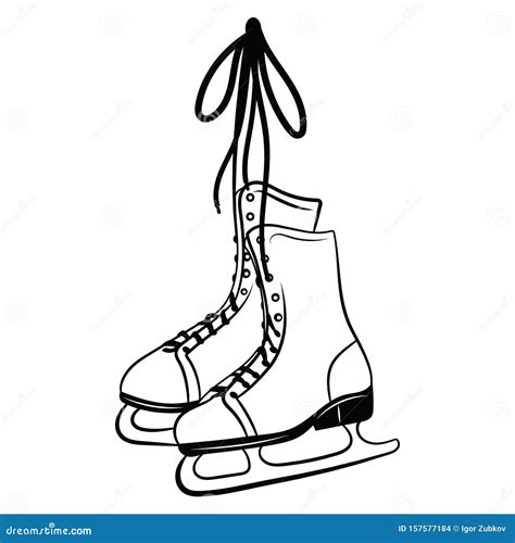 Printshoes For Figure Skating Black White Illustration Of Ice Skates