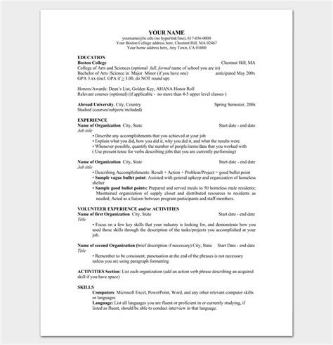 resume outline template   word   format
