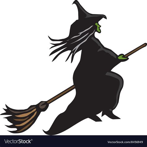 Witch On Broom Royalty Free Vector Image Vectorstock